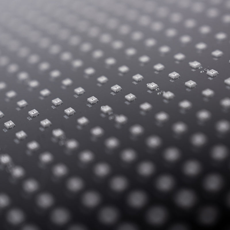 Close-up of LED light array inside Body Balance System PremierRLT red light therapy device