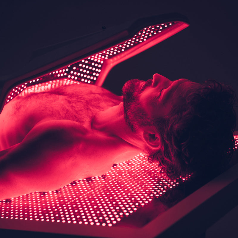 Body Balance System OvationULT Red Light Therapy Bed - In Use with Male Model