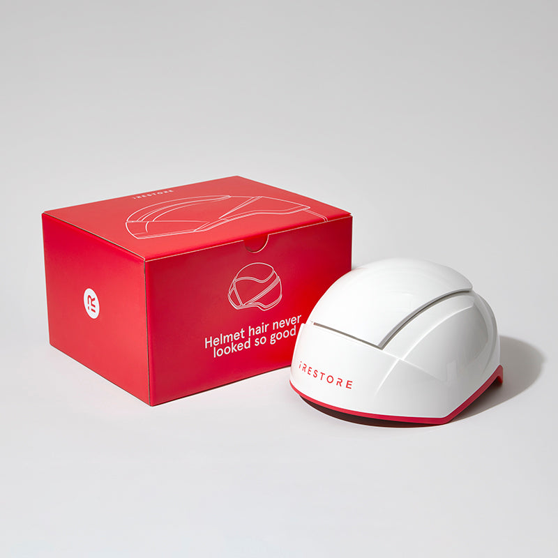 iRestore Professional Laser Hair Growth System with manufacturer box on white background
