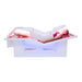 Body Balance System OvationULT Red Light Therapy Bed – front view powered on with canopy fully closed, female model inside during active red light therapy session for full-body rejuvenation.