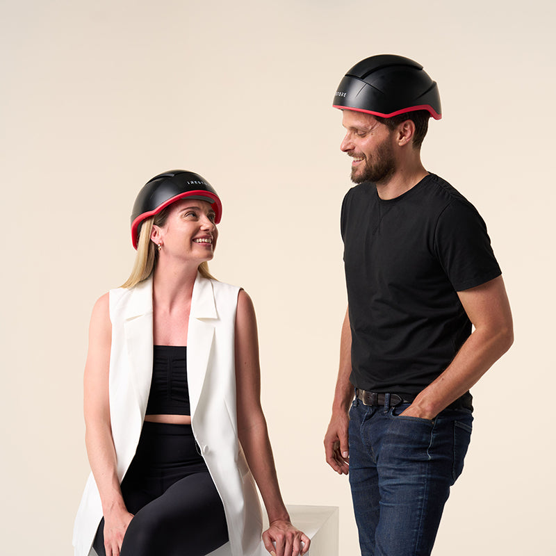 iRestore Elite laser hair growth helmet worn by men and women.